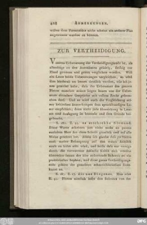 Zur Vertheidigung.