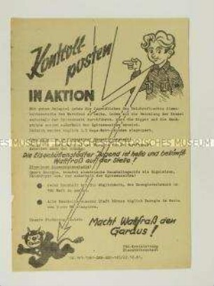 Hektografiertes Propagandaflugblatt der Eisenhüttenstädter Jugend zum Wattfraß
