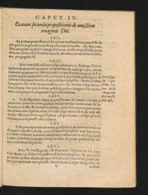 Caput IV. Examen secundae propositionis de amissione imaginis Dei.