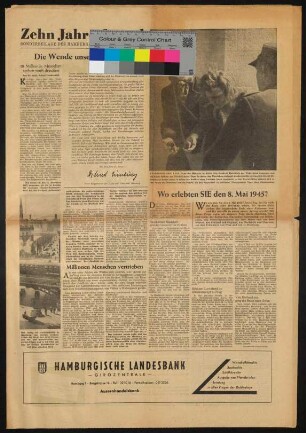 Zehn Jahre danach Sonderbeilage des Hamburger Anzeigers, 8.5.1945 - 1955