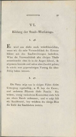 VI. Bildung der Staub-Werkzeuge.