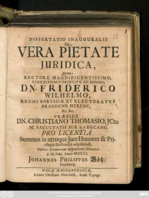 Dissertatio Inauguralis De Vera Pietate Juridica