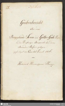 Grubenbericht über das Berggebäude Sonn und Gottes Gabe Fdgr: in der Freyberger Bergamts- und deren Bränder Refier gelegen - 18.6309 4.