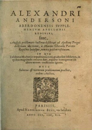 Supplementum Apollonii redivivi