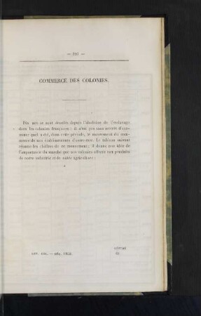 Commerce des colonies.