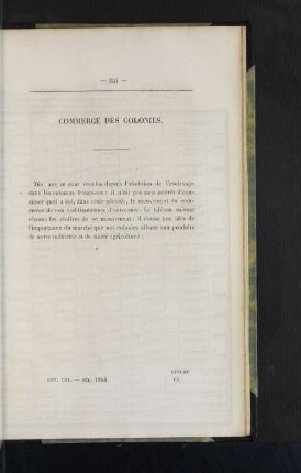 Commerce des colonies.