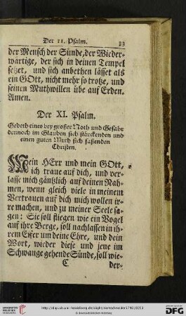 Der XI. Psalm - Der XX. Psalm