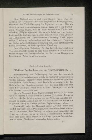 Sechszehntes Kapitel. Weitere Beobachtungen an Gewebekulturen.