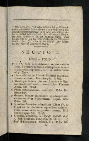 1-55, Sectio I. Libri in Folio. In Quarto. In Octavo.
