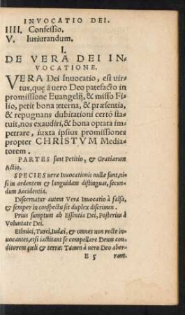 I. De Vera Dei Invocatione.