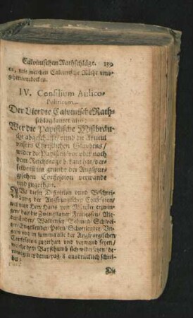 IV. Consilium Aulico-Politicum.