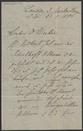 Brief an Ludwig Strecker  an B. Schott's Söhne : 31.01.1886