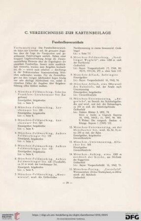 C. Verzeichnisse zur Kartenbeilage