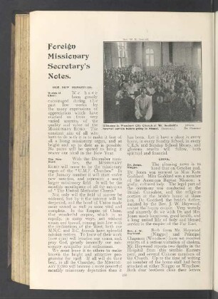 Foreign missionary secretary's notes
