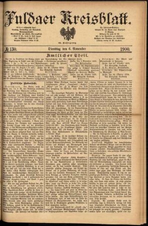 Erste Ausgabe vom Dienstag, den 06. November 1900.