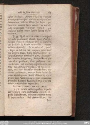 [Cap. VI. De non contemnendis aliis in statu imperii s. civitatis]
