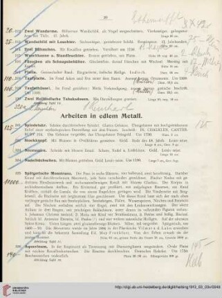 Arbeiten in edlem Metall (Nr. 321-359)