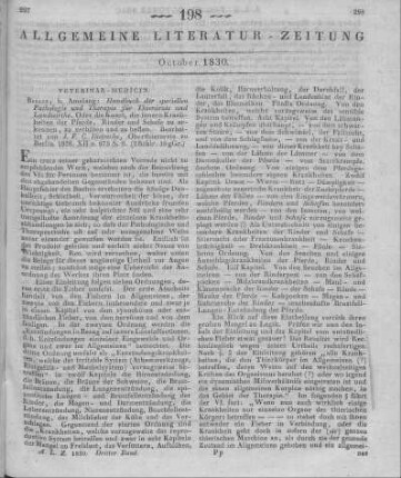 Dieterichs, J. F. C.: Handbuch der speciellen Pathologie und Therapie für Thierärzte und Landwirthe. Berlin: Amelang 1828