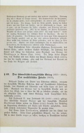 § 17. Der schwedisch-französische Krieg (1635-1648). Der westfälische Friede (1648)