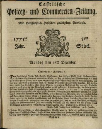 51tes Stueck, Montag den 18ten December 1775