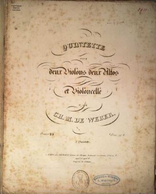 Quintette pour deux violons, deux altos et violoncelle : oeuvre 39