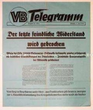 Maueranschlag des "Völkischen Beobachters": "18 Kriegsschiffe, 49 Transportschiffe vor Dünkirchen versenkt oder beschädigt"