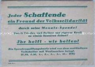 Handzettel mit Werbung für die Solidarität