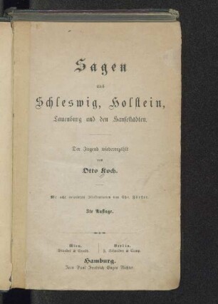 Sagen aus Schleswig, Holstein, Lauenburg und den Hansestädten : der Jugend wiedererzählt