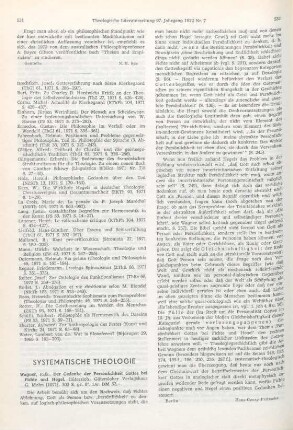 531-532 [Rezension] Wagner, Falk, Der Gedanke der Persönlichkeit Gottes bei Fichte und Hegel