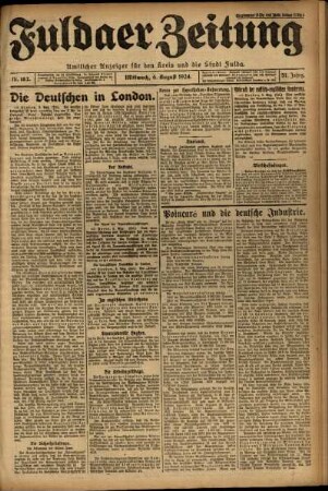 Erste Ausgabe vom Mittwoch, den 06. August 1924.