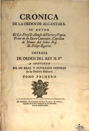 Cronica De La Orden De Alcantara. 1