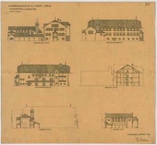 Fischer, Theodor; Lana / Südtirol (Italien); Schule - Ansichten, Schnitte
