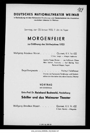 Morgenfeier zur Eröffnung des Schillerjahres 1955