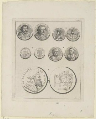 Münzbildnisse eines Unbekannten, des Martinvs Lvther, des Thomas Matthias, des Iohannes Prwer, der Anna Welmniczis und des M. Babtista