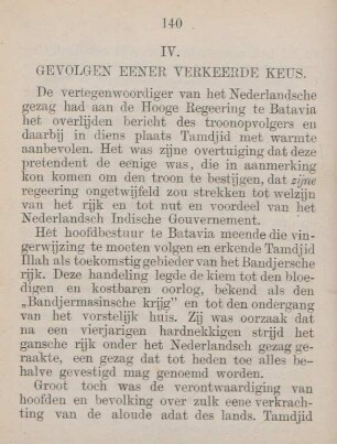 IV. Gevolgen eener verkeerde keus