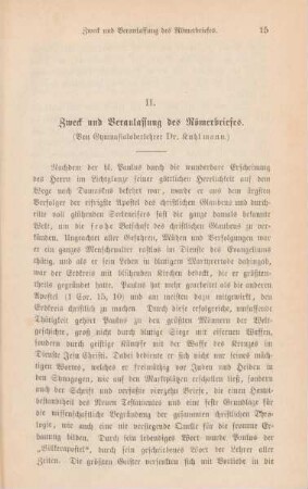 15-39 Zweck und Veranlassung des Römerbriefes : I.