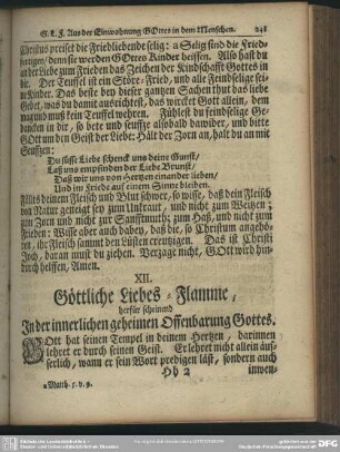 XII. Göttliche Liebes-Flamme, herfür scheinend In der innerlichen geheimen Offenbarung Gottes