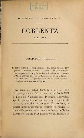 Coblentz 1789-1793 : (D'après des documents inédits.)