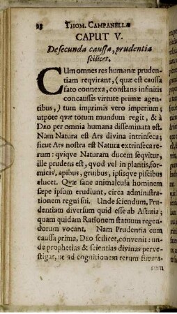 Caput V. De secunda caussa, prudentia scilicet.