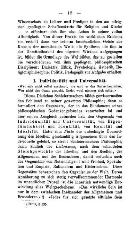I. Individualität und Universalität.