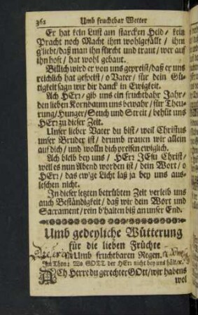 Umb gedeyliche Wütterung für die lieben Früchte Umb fruchtbaren Regen.