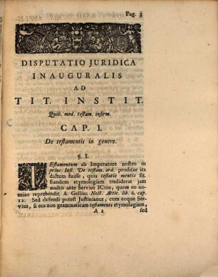 Disp. iur. inaug. ad Tit. Instit. Quib. mod. testam. infirm.
