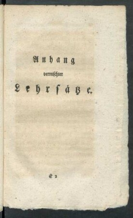 Anhang vermischter Lehrsätze.