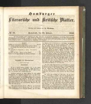 No. 13. 14. Februar 1852