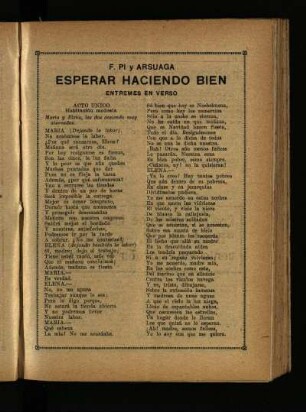 Esperar haciendo bien : entrémes en verso
