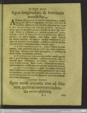 Caput XXIII. signa modi eventus tam ad salutem, quam ad mortem tradendo prognōstin absolvit