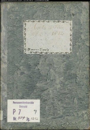 Zivilstandsregister der Mairie Weseke (T ab Juni 1812). (Gemeinde: Weseke, Kreis Borken)