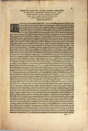 Tomvs ... Opervm Ioannis Chrysostomi Constantinopolitani, 2. Tomvs Secvndvs Continet ... Commentarivm In Ioannis Evangelia, Homilias Videlicet LXXXVII. Francisco Aretino Interprete