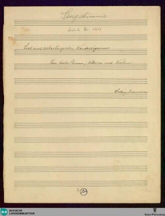 Lied eines siebenbürgischen Wanderzigeuners - Mus. Hs. 1307 : S, vl, pf; f