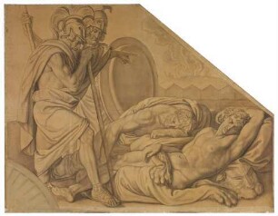 Nestor und Agamemnon wecken Diomedes. Karton zu den Deckenbildern der Münchner Glyptothek
